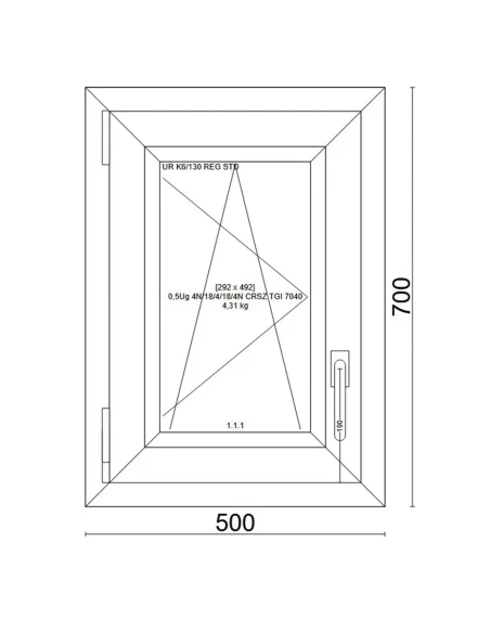 Kunststofffenster PVC Fenster 50x70 cm DREH/KIPP Veka Softline 82 MD