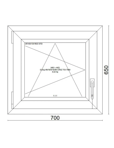 Kunststofffenster PVC Fenster 70x65 cm DREH/KIPP Veka Softline 82 MD
