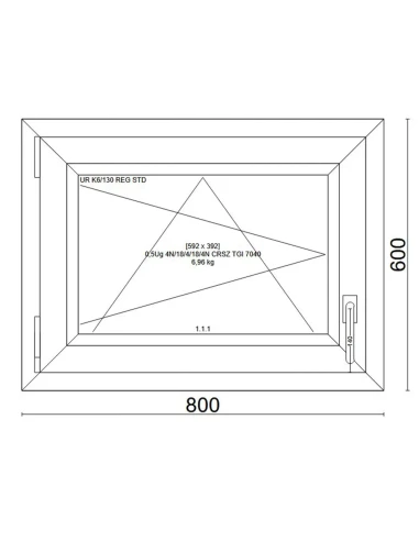 Kunststofffenster PVC Fenster 80x60 cm DREH/KIPP Veka Softline 82 MD