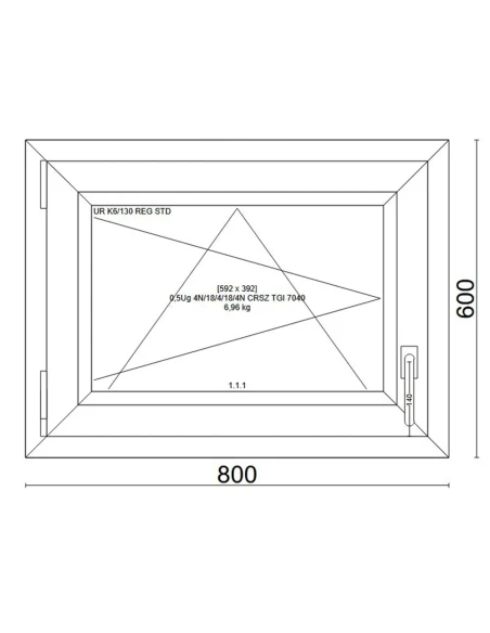 Kunststofffenster PVC Fenster 80x60 cm DREH/KIPP Veka Softline 82 MD