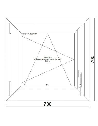 Kunststofffenster PVC Fenster 70x70 cm DREH/KIPP Veka Softline 82 MD