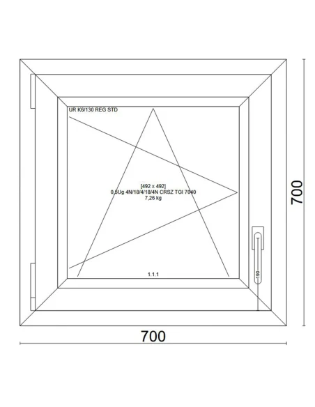 Kunststofffenster PVC Fenster 70x70 cm DREH/KIPP Veka Softline 82 MD