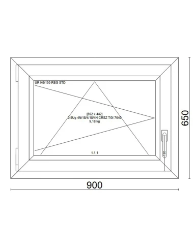 Kunststofffenster PVC Fenster 90x65 cm DREH/KIPP Veka Softline 82 MD