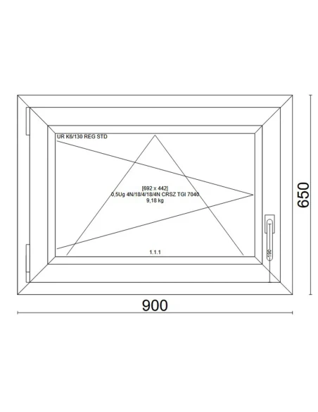 Kunststofffenster PVC Fenster 90x65 cm DREH/KIPP Veka Softline 82 MD