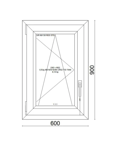 Kunststofffenster PVC Fenster 60x90 cm DREH/KIPP Veka Softline 82 MD