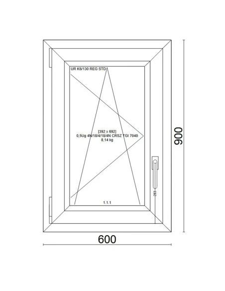 Kunststofffenster PVC Fenster 60x90 cm DREH/KIPP Veka Softline 82 MD