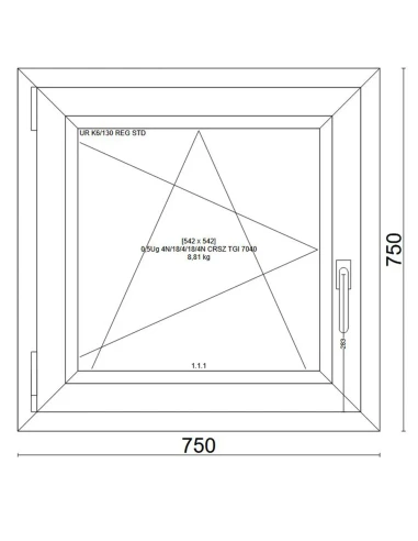 Kunststofffenster PVC Fenster 75x75 cm DREH/KIPP Veka Softline 82 MD