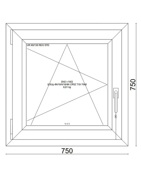 Kunststofffenster PVC Fenster 75x75 cm DREH/KIPP Veka Softline 82 MD