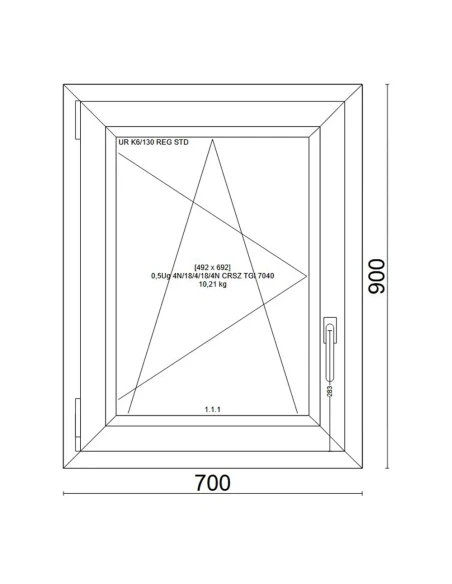 Kunststofffenster PVC Fenster 70x90 cm DREH/KIPP Veka Softline 82 MD