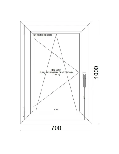 Kunststofffenster PVC Fenster 70x100 cm DREH/KIPP Veka Softline 82 MD