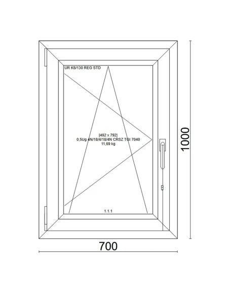 Kunststofffenster PVC Fenster 70x100 cm DREH/KIPP Veka Softline 82 MD