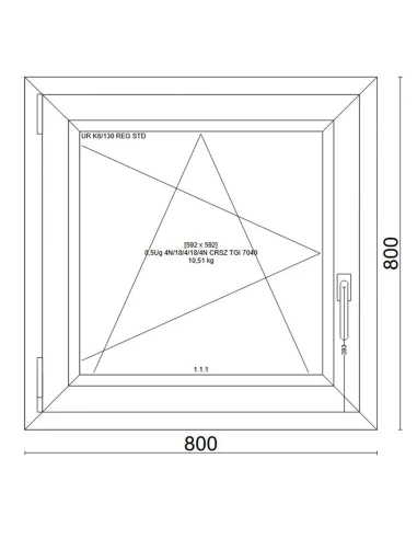 Kunststofffenster PVC Fenster 80x80 cm DREH/KIPP Veka Softline 82 MD