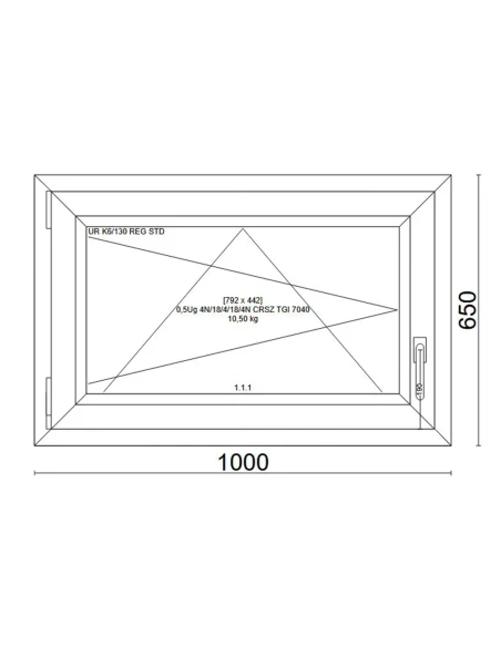 Kunststofffenster PVC Fenster 100x65 cm DREH/KIPP Veka Softline 82 MD
