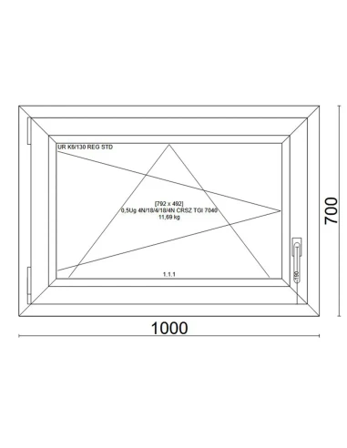 Kunststofffenster PVC Fenster 100x70 cm DREH/KIPP Veka Softline 82 MD