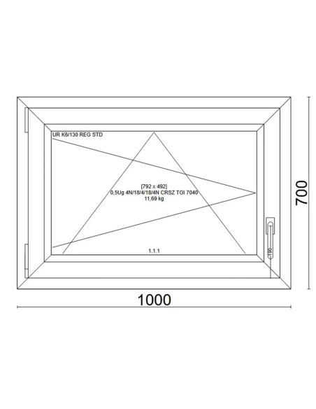 Kunststofffenster PVC Fenster 100x70 cm DREH/KIPP Veka Softline 82 MD
