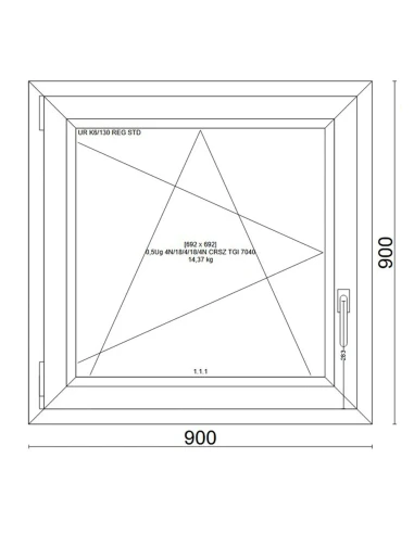 Kunststofffenster PVC Fenster 90x90 cm DREH/KIPP Veka Softline 82 MD