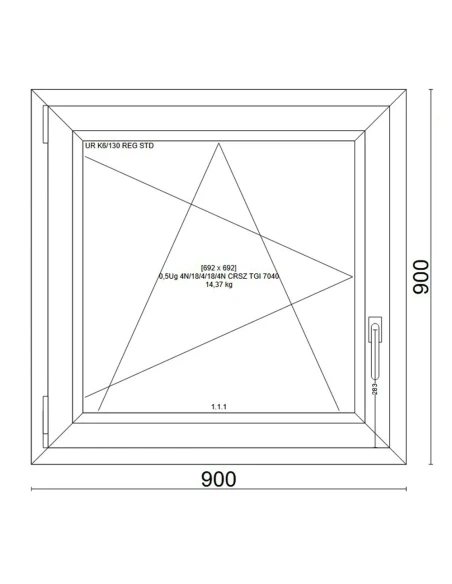 Kunststofffenster PVC Fenster 90x90 cm DREH/KIPP Veka Softline 82 MD