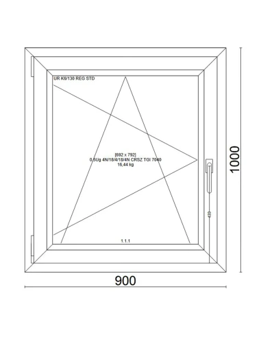 Kunststofffenster PVC Fenster 90x100 cm DREH/KIPP Veka Softline 82 MD