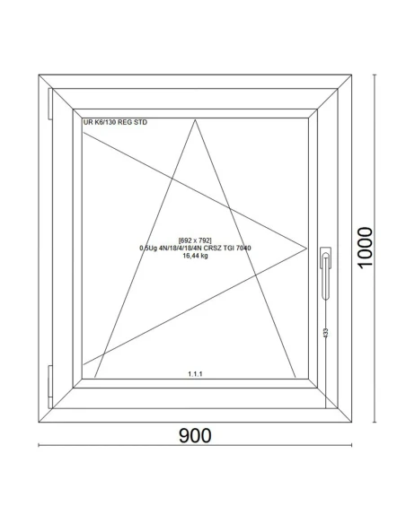 Kunststofffenster PVC Fenster 90x100 cm DREH/KIPP Veka Softline 82 MD