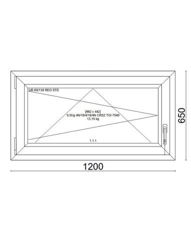 Kunststofffenster PVC Fenster 120x65 cm DREH/KIPP Veka Softline 82 MD