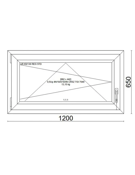 Kunststofffenster PVC Fenster 120x65 cm DREH/KIPP Veka Softline 82 MD