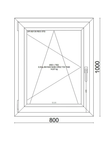 Kunststofffenster PVC Fenster 80x100 cm DREH/KIPP Veka Softline 82 MD