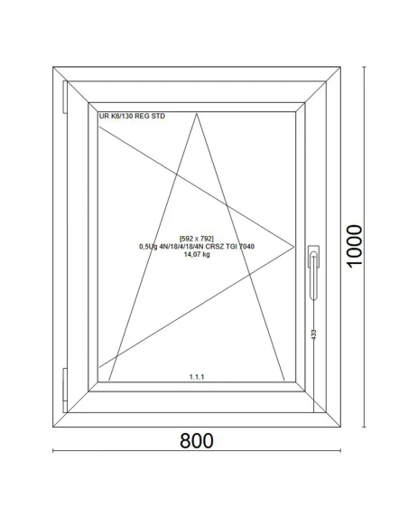 Kunststofffenster PVC Fenster 80x100 cm DREH/KIPP Veka Softline 82 MD