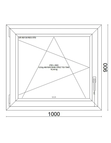 Kunststofffenster PVC Fenster 100x90 cm DREH/KIPP Veka Softline 82 MD