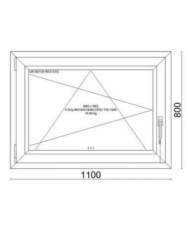 Kunststofffenster PVC Fenster 110x80 cm DREH/KIPP Veka Softline 82 MD