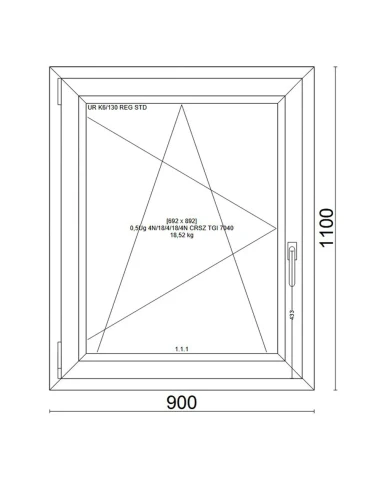 Kunststofffenster PVC Fenster 90x110 cm DREH/KIPP Veka Softline 82 MD