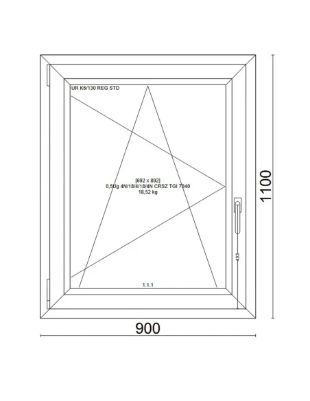 Kunststofffenster PVC Fenster 90x110 cm DREH/KIPP Veka Softline 82 MD