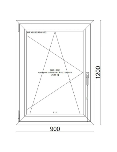 Kunststofffenster PVC Fenster 90x120 cm DREH/KIPP Veka Softline 82 MD