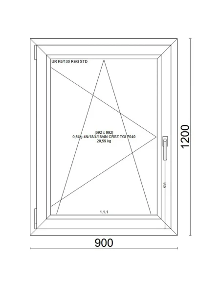 Kunststofffenster PVC Fenster 90x120 cm DREH/KIPP Veka Softline 82 MD