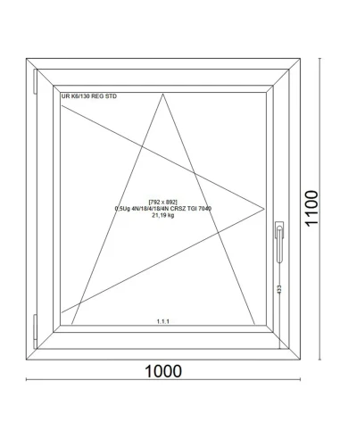 Kunststofffenster PVC Fenster 100x110 cm DREH/KIPP Veka Softline 82 MD
