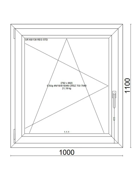 Kunststofffenster PVC Fenster 100x110 cm DREH/KIPP Veka Softline 82 MD