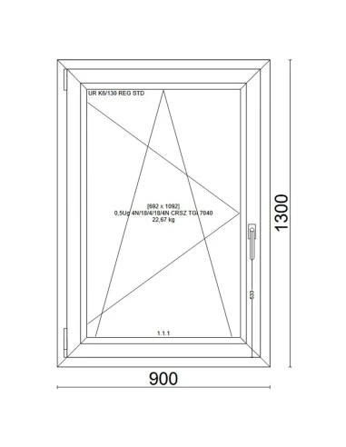 Kunststofffenster PVC Fenster 90x130 cm DREH/KIPP Veka Softline 82 MD