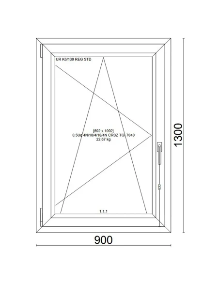 Kunststofffenster PVC Fenster 90x130 cm DREH/KIPP Veka Softline 82 MD