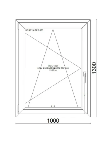 Kunststofffenster PVC Fenster 100x130 cm DREH/KIPP Veka Softline 82 MD