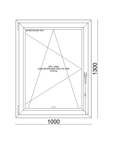 Kunststofffenster PVC Fenster 100x130 cm DREH/KIPP Veka Softline 82 MD