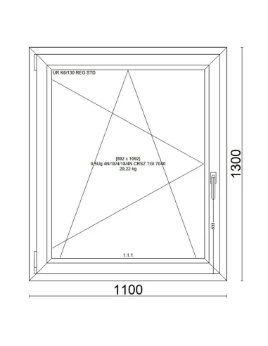 Kunststofffenster PVC Fenster 110x130 cm DREH/KIPP Veka Softline 82 MD