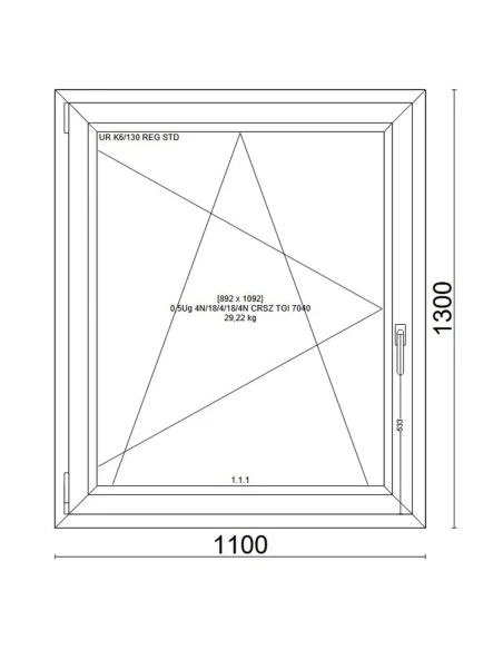 Kunststofffenster PVC Fenster 110x130 cm DREH/KIPP Veka Softline 82 MD