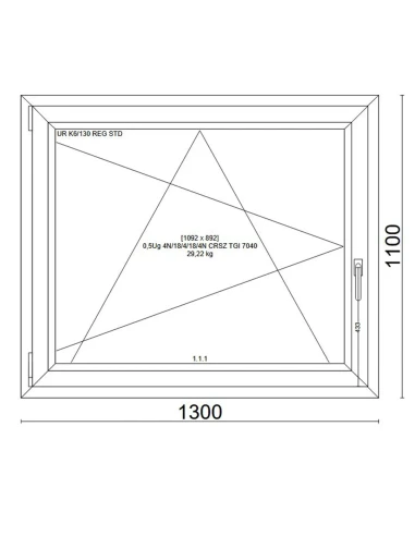 Kunststofffenster PVC Fenster 130x110 cm DREH/KIPP Veka Softline 82 MD