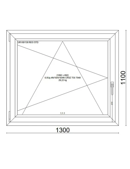 Kunststofffenster PVC Fenster 130x110 cm DREH/KIPP Veka Softline 82 MD