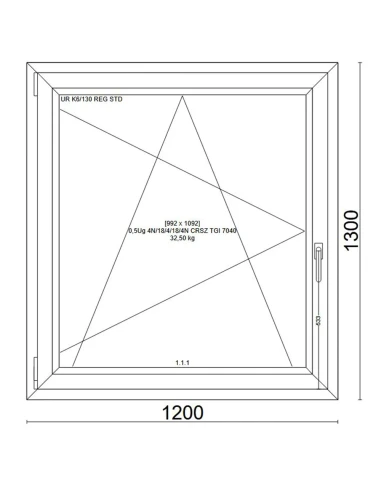 Kunststofffenster PVC Fenster 120x130 cm DREH/KIPP Veka Softline 82 MD
