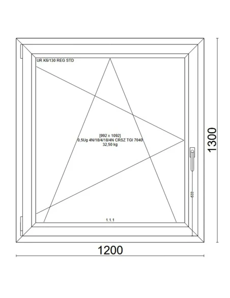 Kunststofffenster PVC Fenster 120x130 cm DREH/KIPP Veka Softline 82 MD
