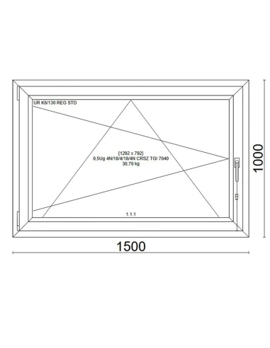 Kunststofffenster PVC Fenster 150x100 cm DREH/KIPP Veka Softline 82 MD