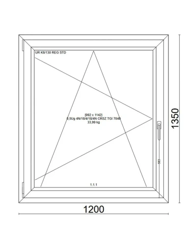Kunststofffenster PVC Fenster 120x135 cm DREH/KIPP Veka Softline 82 MD