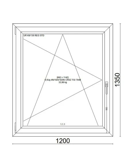 Kunststofffenster PVC Fenster 120x135 cm DREH/KIPP Veka Softline 82 MD