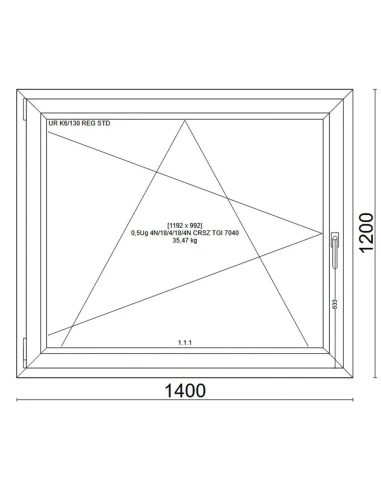 Kunststofffenster PVC Fenster 140x120 cm DREH/KIPP Veka Softline 82 MD