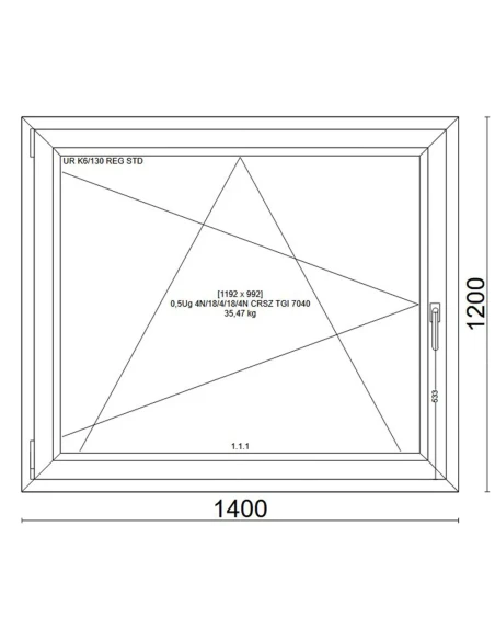 Kunststofffenster PVC Fenster 140x120 cm DREH/KIPP Veka Softline 82 MD